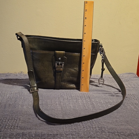Green leather crossbody purse - Picture 2 of 8